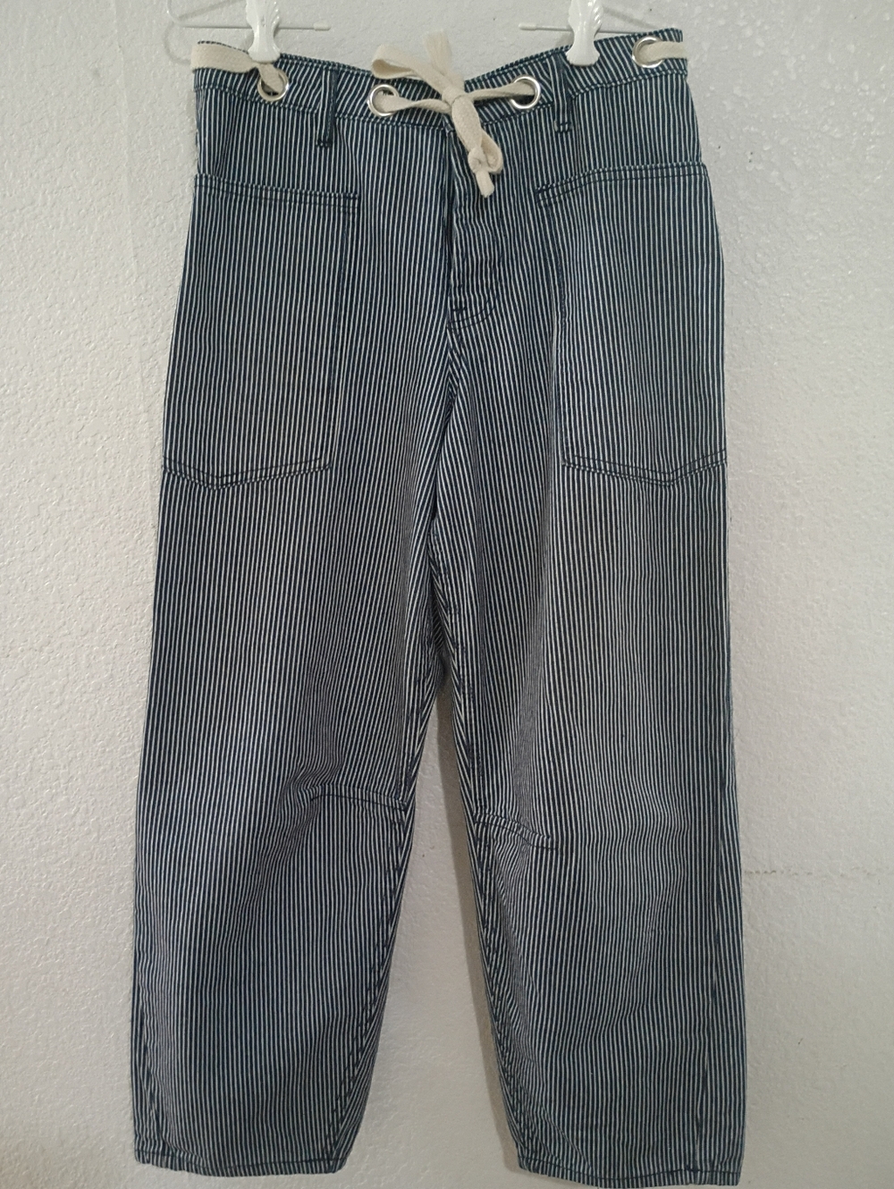 Cali 1850 Women's Wide Leg Barrel Pant Blue Railroad Stripe